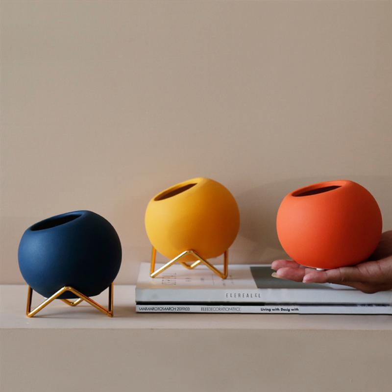 LZINA™ | Abstract Colors Ceramic Flower Pots with Stand