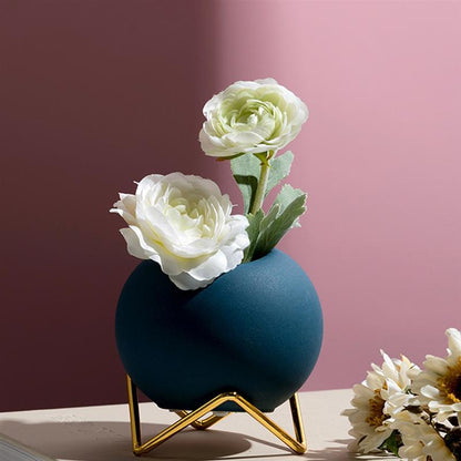 LZINA™ | Abstract Colors Ceramic Flower Pots with Stand