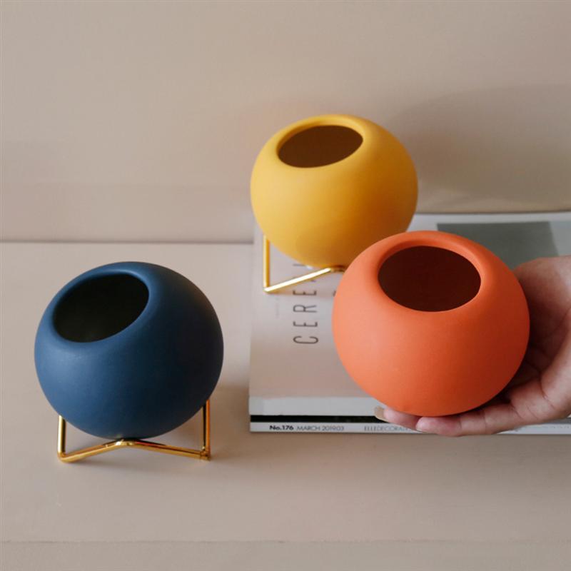 LZINA™ | Abstract Colors Ceramic Flower Pots with Stand