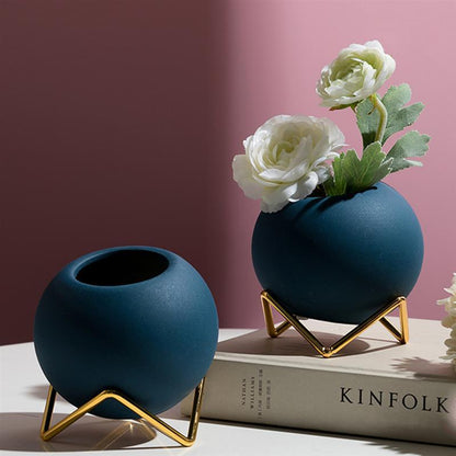 LZINA™ | Abstract Colors Ceramic Flower Pots with Stand