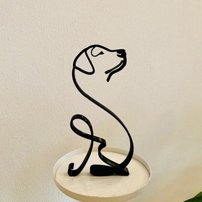 LZINA™ | Tier Kunst Eisen Skulptur Retro Metall schwarze Linien Katze Hund Schreibtisch Ornament