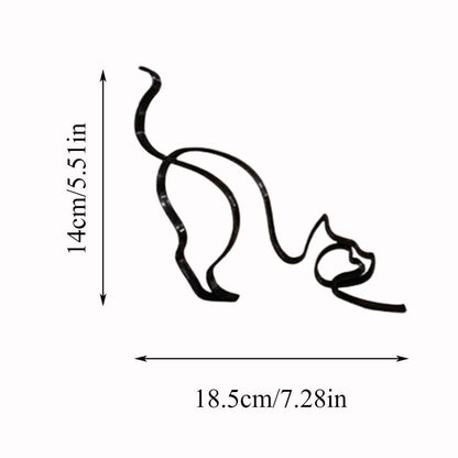 LZINA™ | Tier Kunst Eisen Skulptur Retro Metall schwarze Linien Katze Hund Schreibtisch Ornament