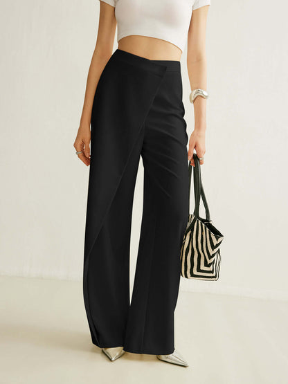 Women’s High Waist Asymmetric Wrap Wide Leg Trousers