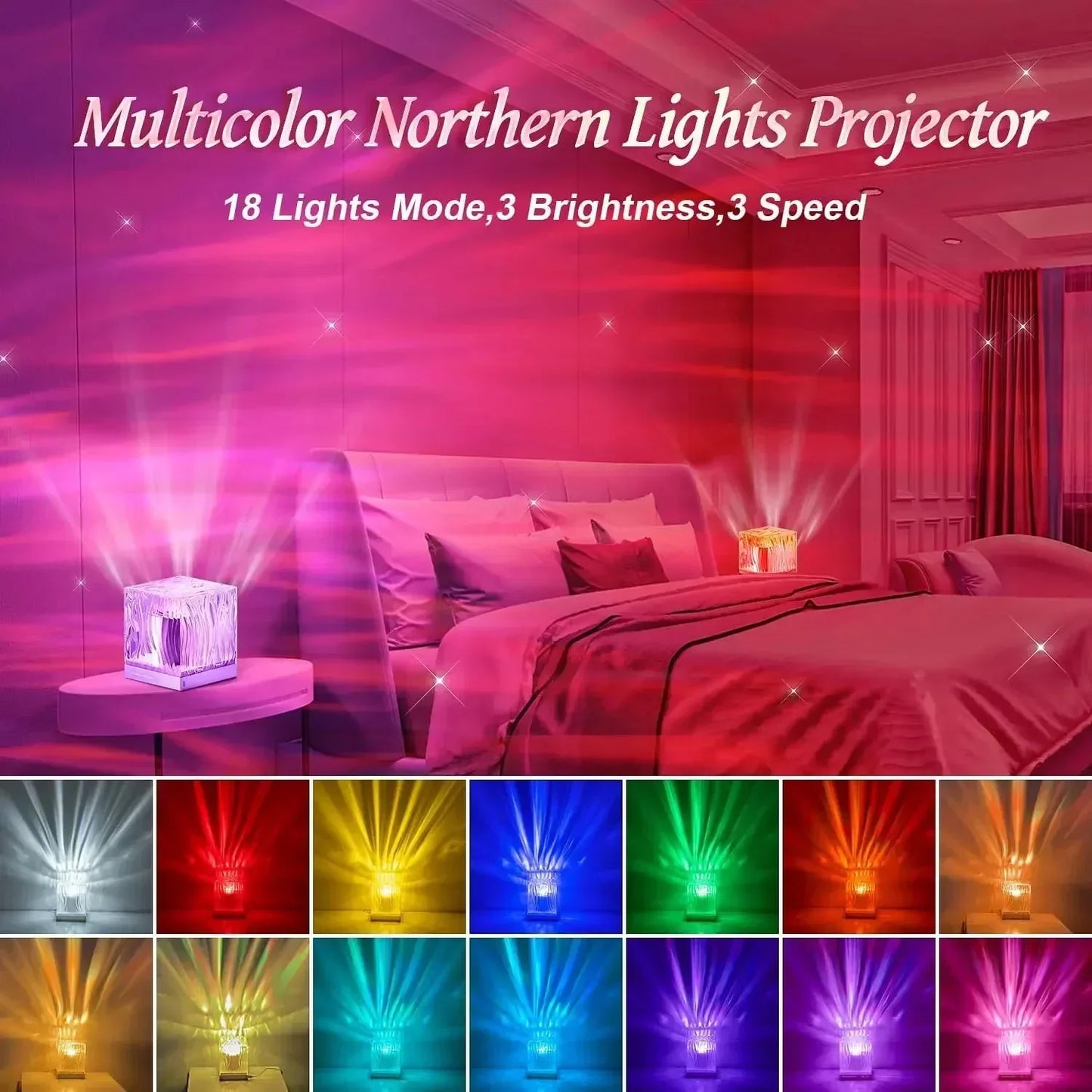BowLift Aurora Water Wave Projector Night Light - Calming Ocean Glow for Sleep and Ambience