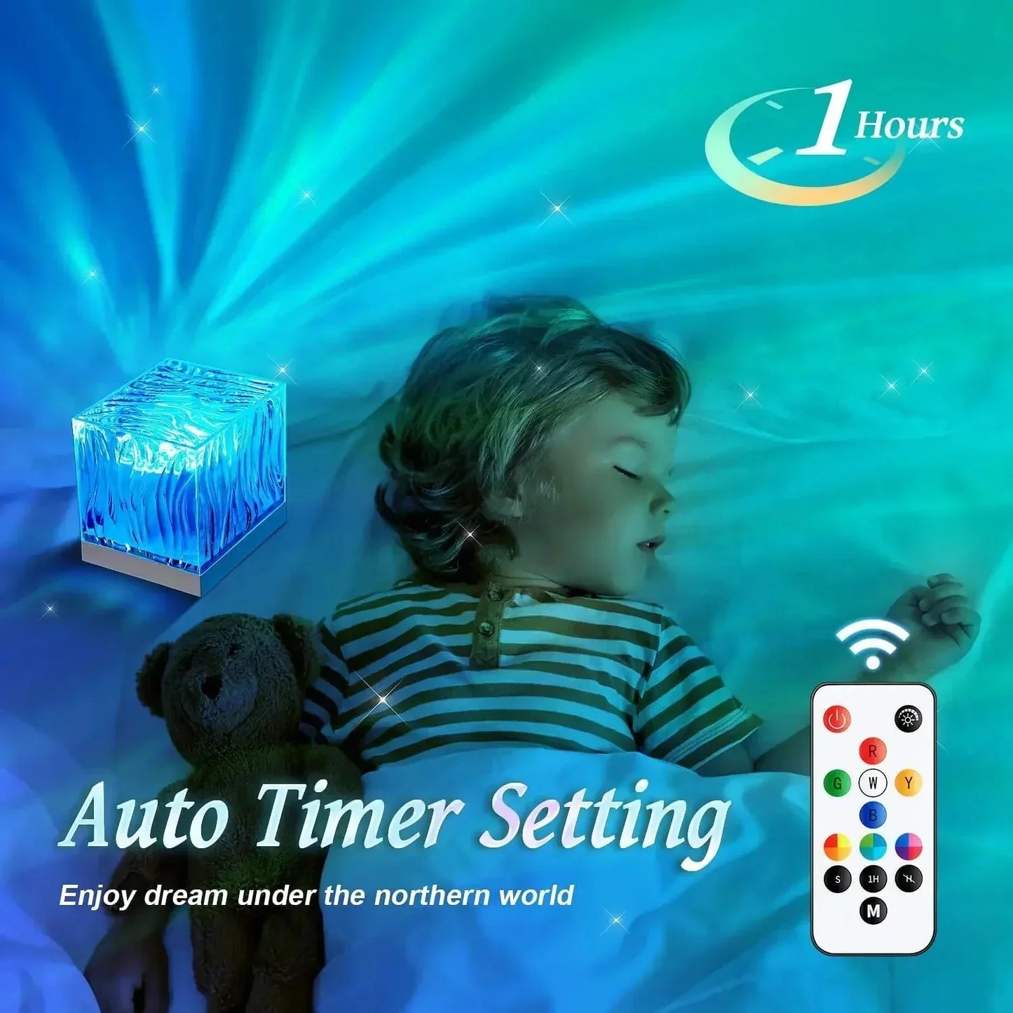 BowLift Aurora Water Wave Projector Night Light - Calming Ocean Glow for Sleep and Ambience