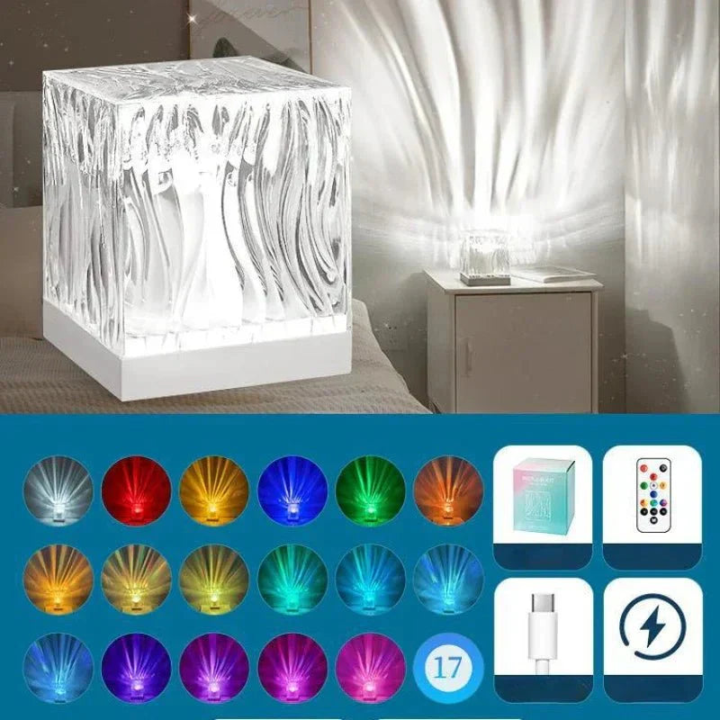 BowLift Aurora Water Wave Projector Night Light - Calming Ocean Glow for Sleep and Ambience