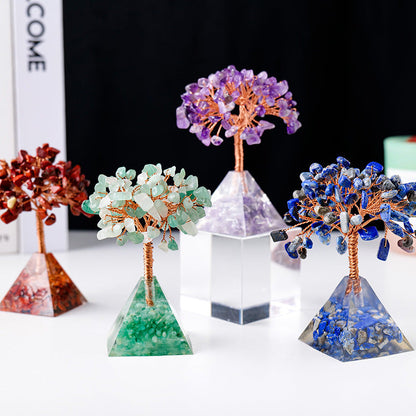 LZINA™ | Natural Stone Gravel Pyramid Base Feng Shui Tree