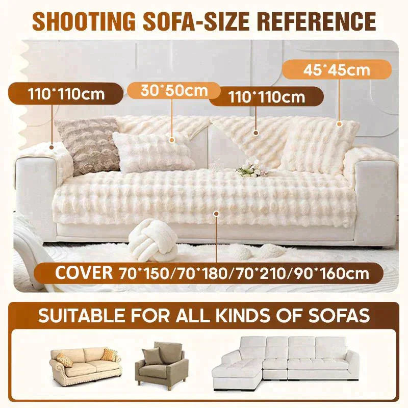 BowLift | Rabbit Fleece Sofa Cover | Non-Slip Plush Protector | Machine Washable | Soft & Cozy Home Decor