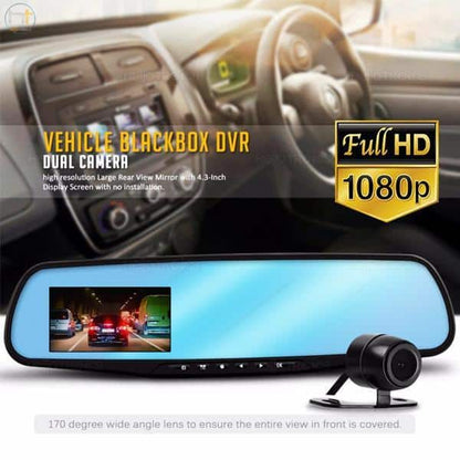 Dashcam rearview mirror with front/rear camera (Full HD and night vision) | Bowlift