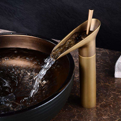 BowLift | Waterfall Antique Faucet Bathroom Sink Faucet Brass Sink Mixers
