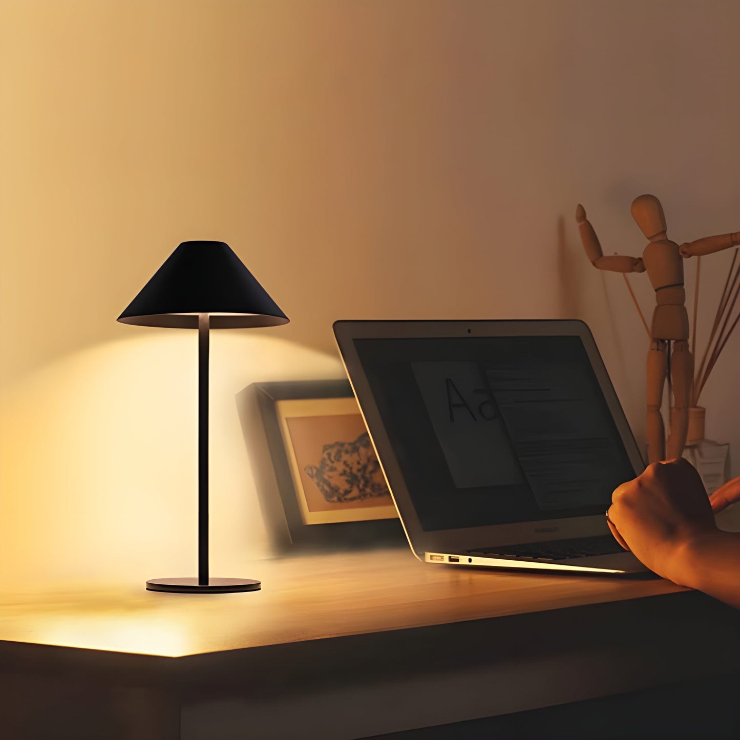 LZINA™ | Sleek Minimalist Dimmable Touch Table Lamp — Waterproof, Rechargeable, with Color Options