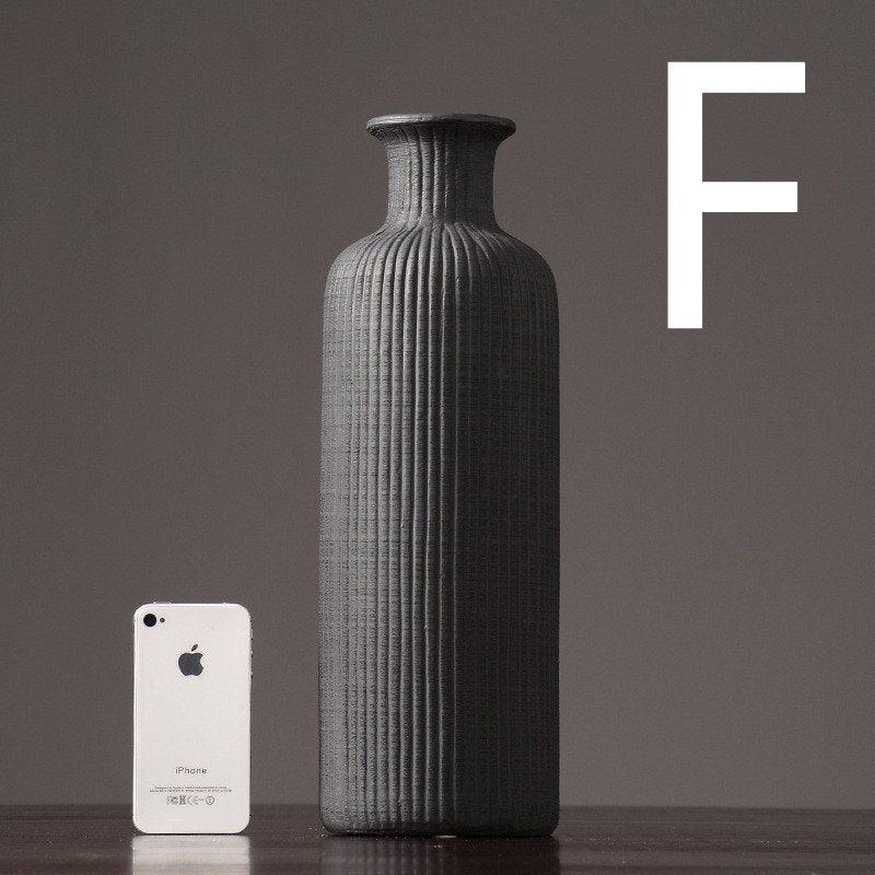 LZINA™ | Brown Beige Gray Ceramic Flower Vase Pot │ Home Decoration Item