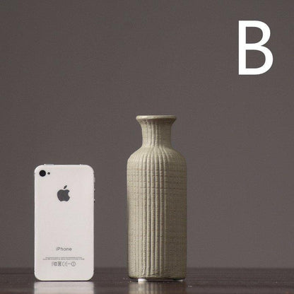 LZINA™ | Brown Beige Gray Ceramic Flower Vase Pot │ Home Decoration Item