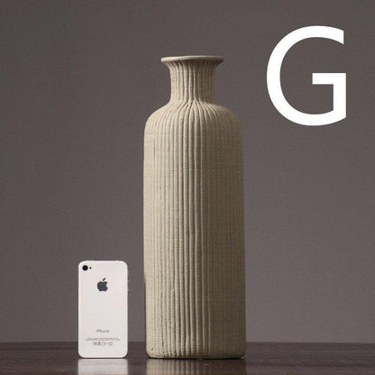LZINA™ | Brown Beige Gray Ceramic Flower Vase Pot │ Home Decoration Item