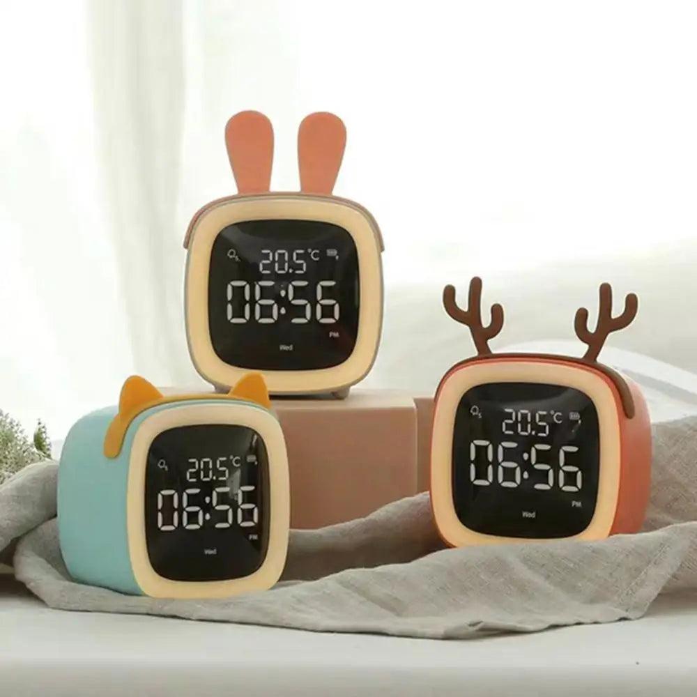 LZINA™ | BunnyGlow - LED Alarm Clock – Night Light with Digital Display & Timer