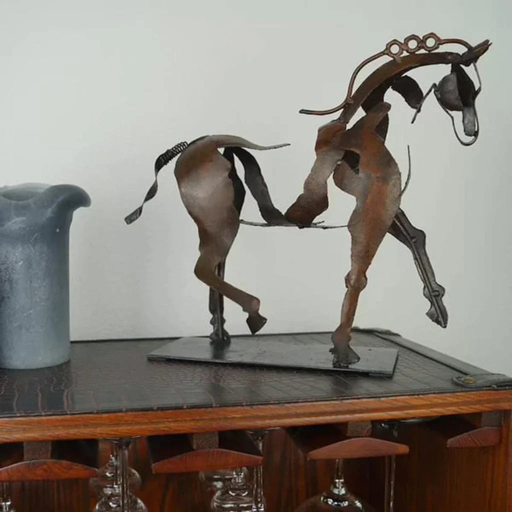 LZINA™ | Horse Sculpture - AdonisMetal - Rustic Elegance - Timeless Decorative Piece
