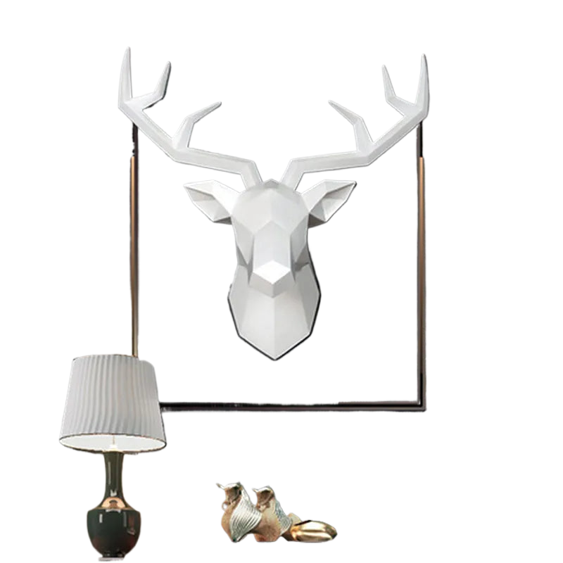 LZINA™ | Deer Head Sculpture Animal Statue Figures Wall Hanging Creative Moose Art Antlers Statuette for Office Decor Wall Mounting