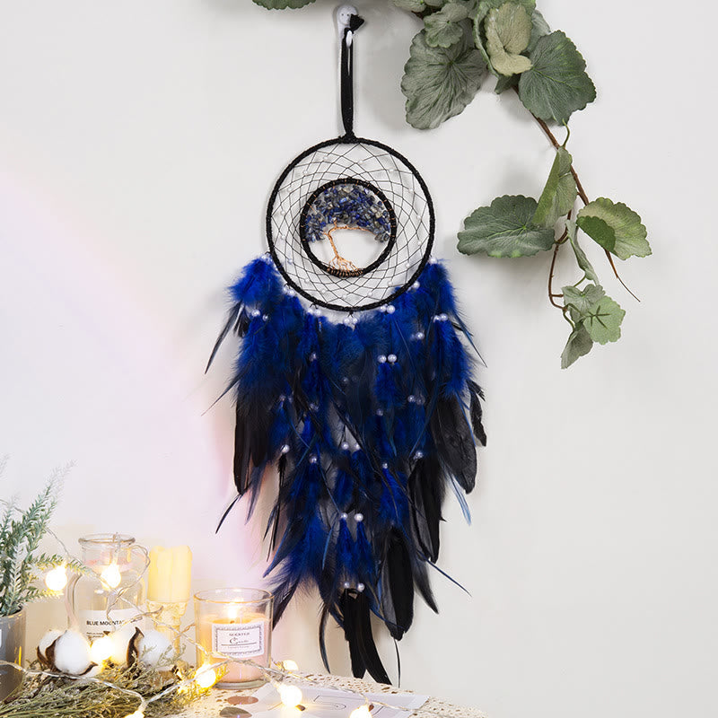 LZINA™ | Crystal Tree of Life Feather Glow Dreamcatcher