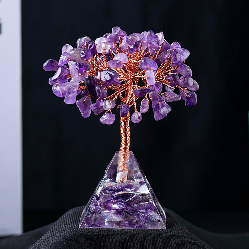 LZINA™ | Natural Stone Gravel Pyramid Base Feng Shui Tree