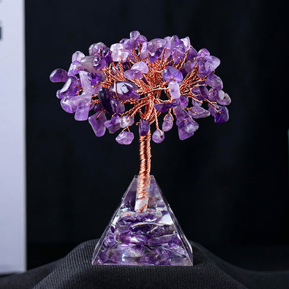 LZINA™ | Natural Stone Gravel Pyramid Base Feng Shui Tree