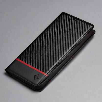 LZINA™ | S23 Phone case | Card holder made of carbon fiber leather with magnetic closure