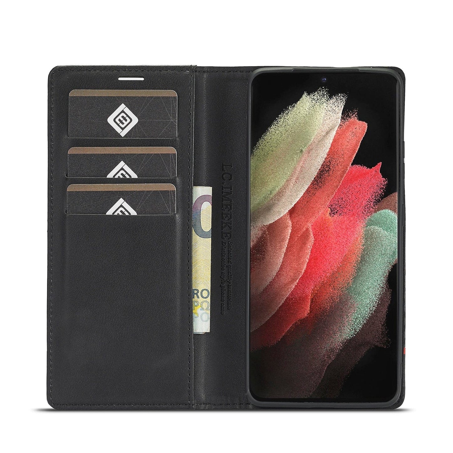 LZINA™ | S23 Phone case | Card holder made of carbon fiber leather with magnetic closure