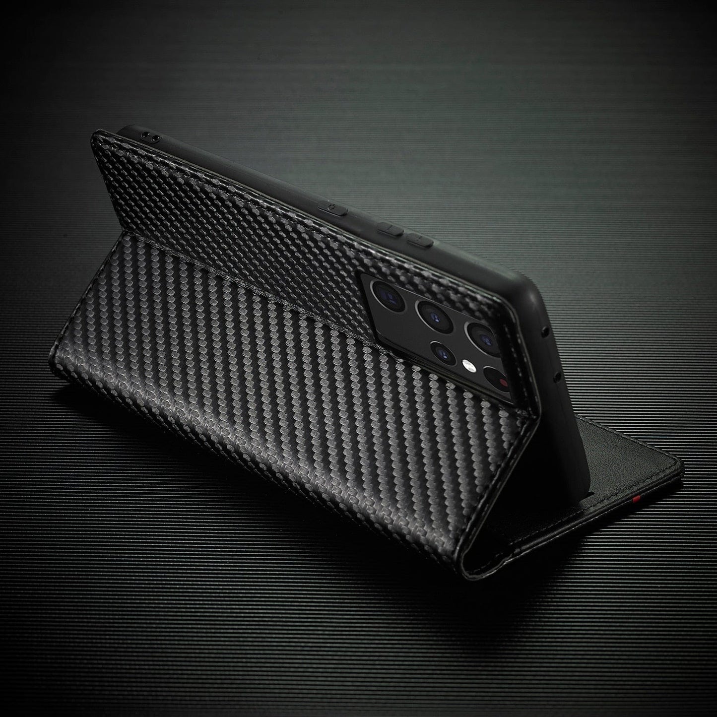 LZINA™ | S23 Phone case | Card holder made of carbon fiber leather with magnetic closure