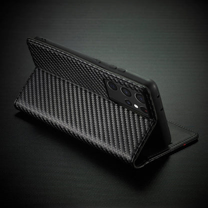 LZINA™ | S23 Phone case | Card holder made of carbon fiber leather with magnetic closure