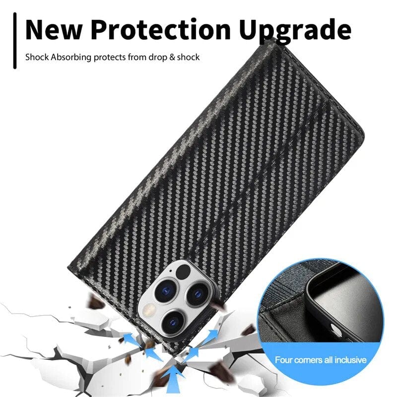 LZINA™ | S23 Phone case | Card holder made of carbon fiber leather with magnetic closure