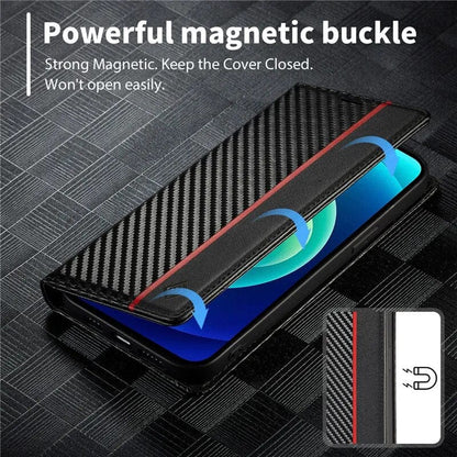 LZINA™ | S23 Phone case | Card holder made of carbon fiber leather with magnetic closure