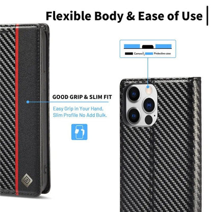 LZINA™ | S23 Phone case | Card holder made of carbon fiber leather with magnetic closure