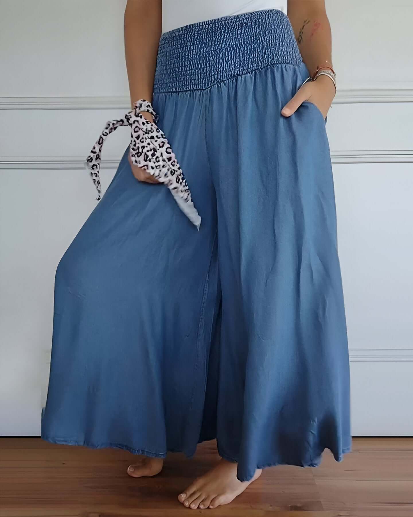 Women’s Elastic Waist Wide Leg Palazzo Trousers