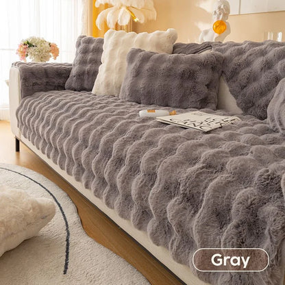 BowLift | Rabbit Fleece Sofa Cover | Non-Slip Plush Protector | Machine Washable | Soft & Cozy Home Decor
