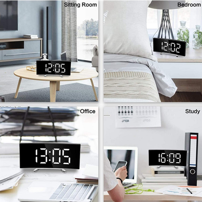BowLift | Large Curved LED Digital Clock with Brilliant LED Display - Amedea