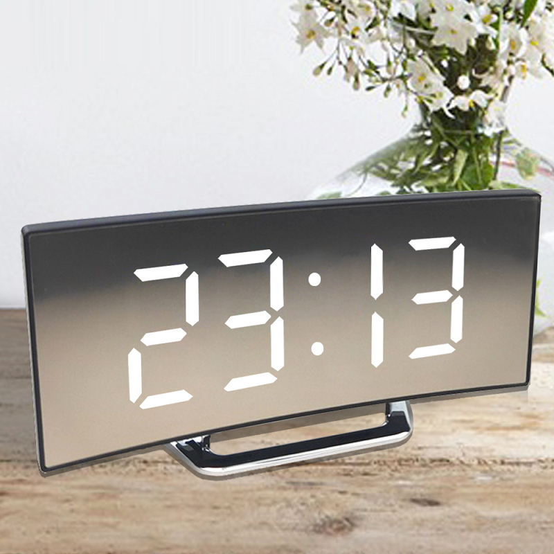 BowLift | Large Curved LED Digital Clock with Brilliant LED Display - Amedea