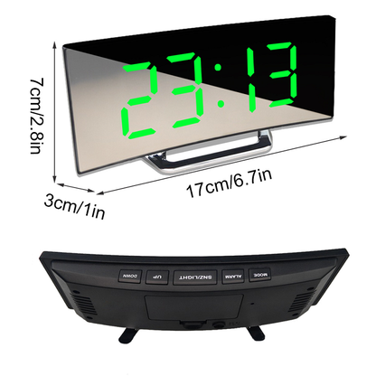 BowLift | Large Curved LED Digital Clock with Brilliant LED Display - Amedea