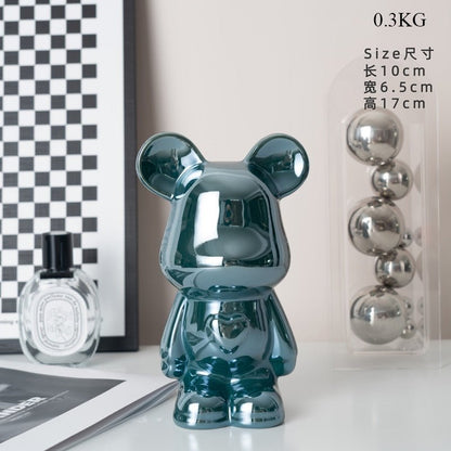LZINA™ | Colorful Ceramic Bear Sculpture and Statue Piggy Bank Desk Ornament