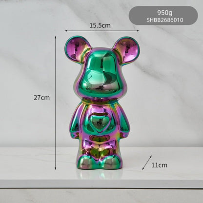 LZINA™ | Colorful Ceramic Bear Sculpture and Statue Piggy Bank Desk Ornament