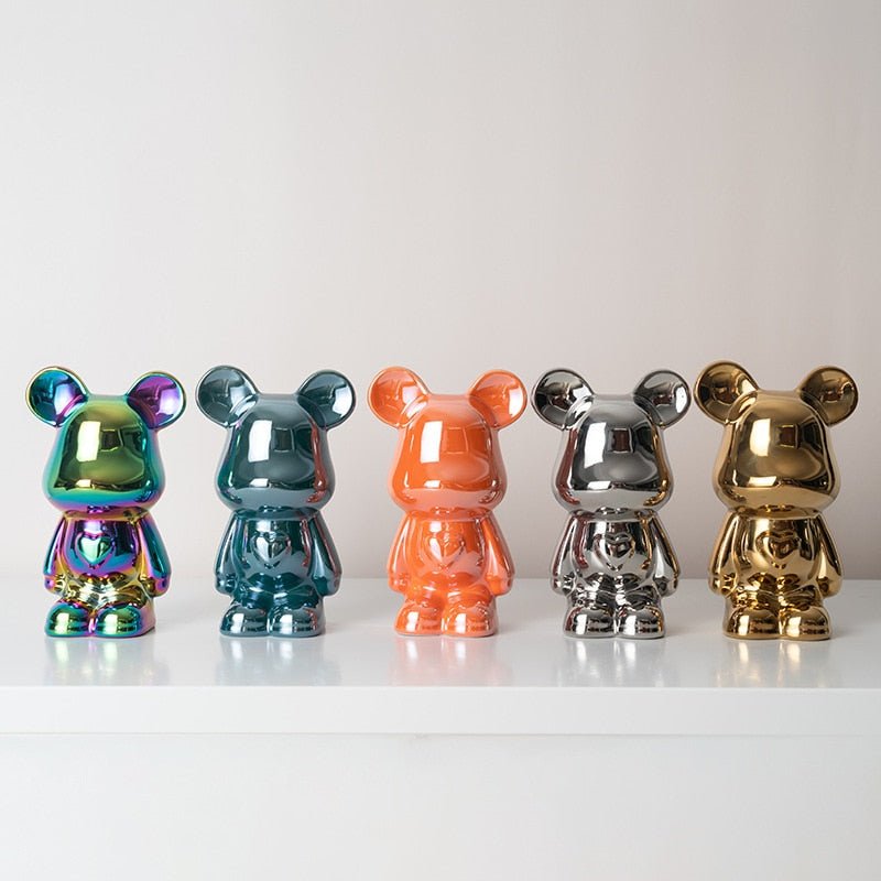 LZINA™ | Colorful Ceramic Bear Sculpture and Statue Piggy Bank Desk Ornament