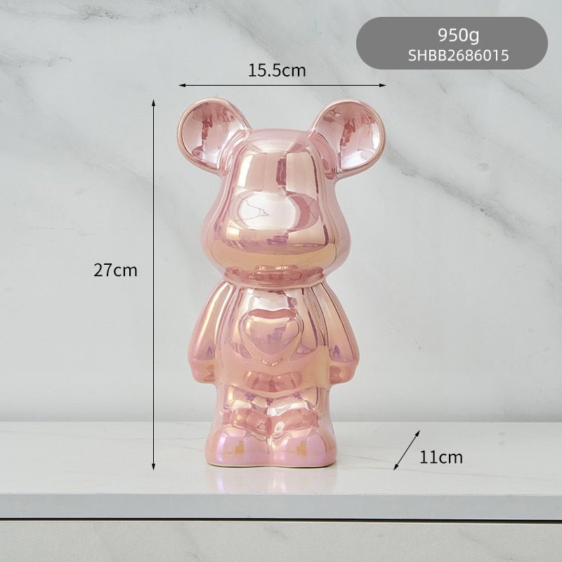 LZINA™ | Colorful Ceramic Bear Sculpture and Statue Piggy Bank Desk Ornament