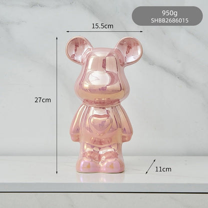 LZINA™ | Colorful Ceramic Bear Sculpture and Statue Piggy Bank Desk Ornament
