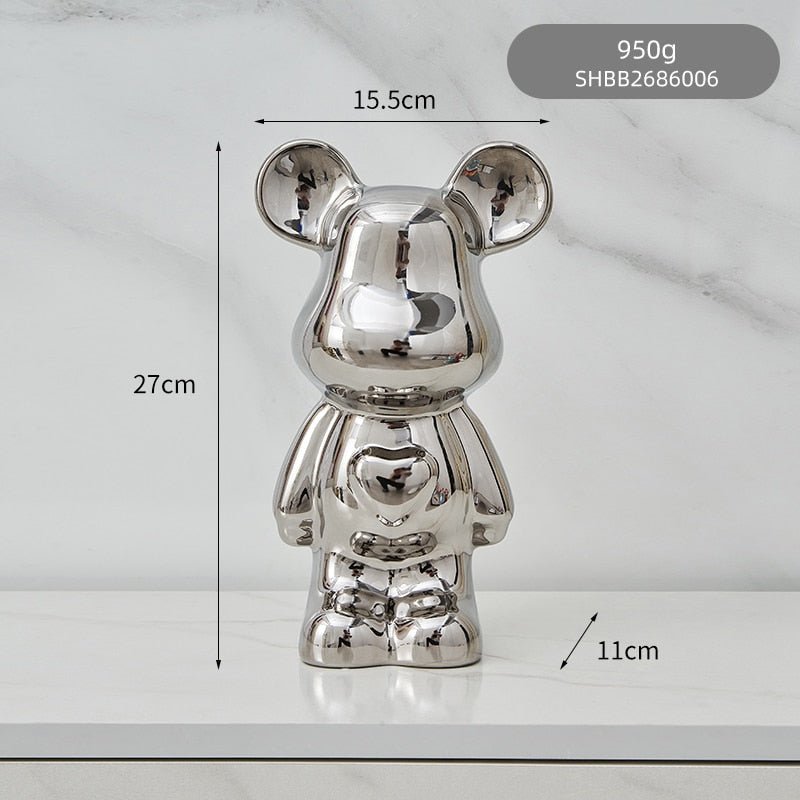 LZINA™ | Colorful Ceramic Bear Sculpture and Statue Piggy Bank Desk Ornament