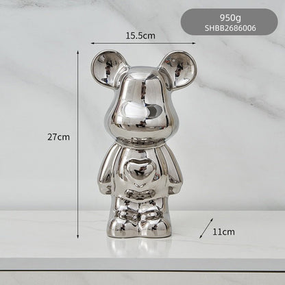 LZINA™ | Colorful Ceramic Bear Sculpture and Statue Piggy Bank Desk Ornament