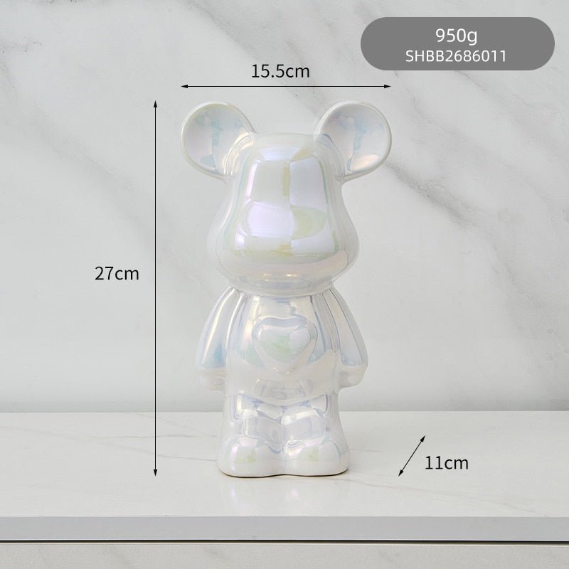 LZINA™ | Colorful Ceramic Bear Sculpture and Statue Piggy Bank Desk Ornament