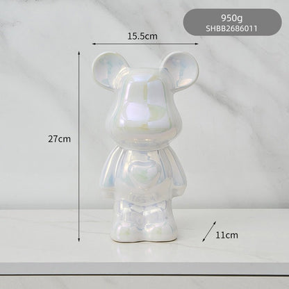 LZINA™ | Colorful Ceramic Bear Sculpture and Statue Piggy Bank Desk Ornament