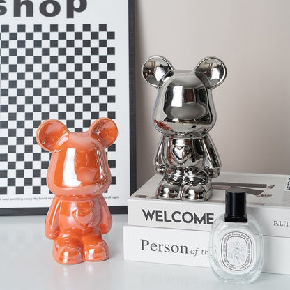 LZINA™ | Colorful Ceramic Bear Sculpture and Statue Piggy Bank Desk Ornament