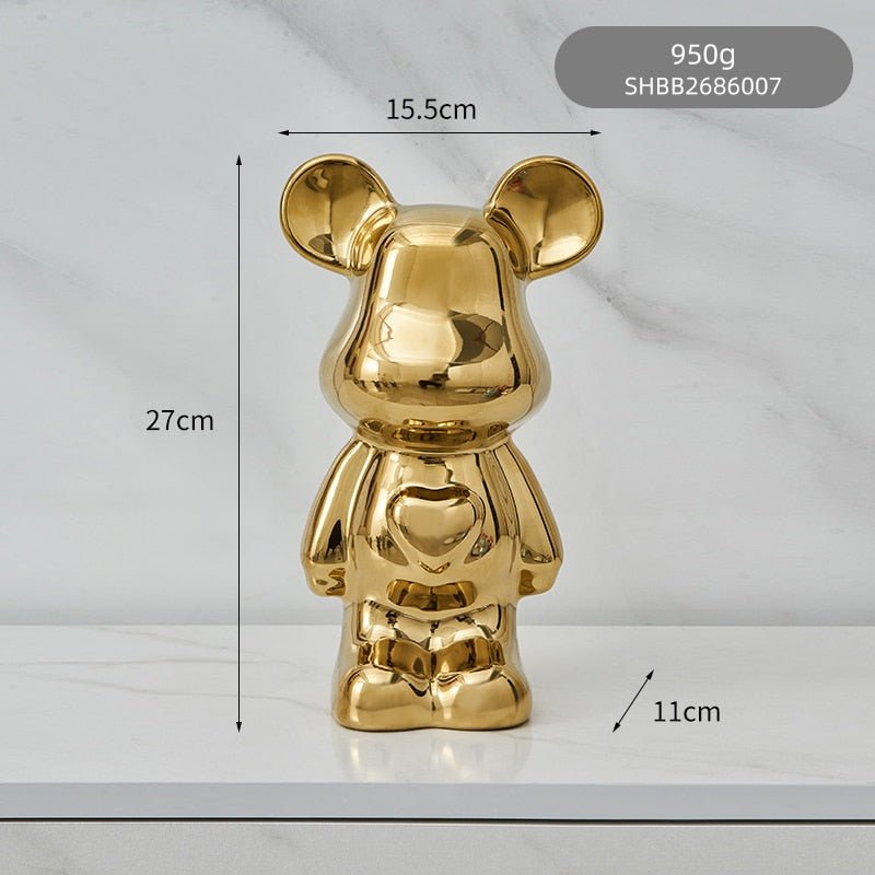 LZINA™ | Colorful Ceramic Bear Sculpture and Statue Piggy Bank Desk Ornament