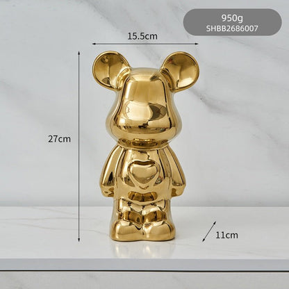LZINA™ | Colorful Ceramic Bear Sculpture and Statue Piggy Bank Desk Ornament