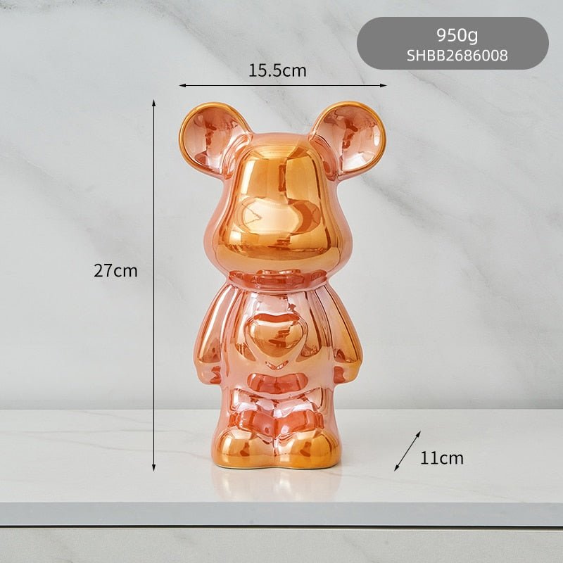 LZINA™ | Colorful Ceramic Bear Sculpture and Statue Piggy Bank Desk Ornament