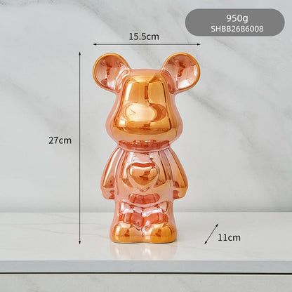 LZINA™ | Colorful Ceramic Bear Sculpture and Statue Piggy Bank Desk Ornament